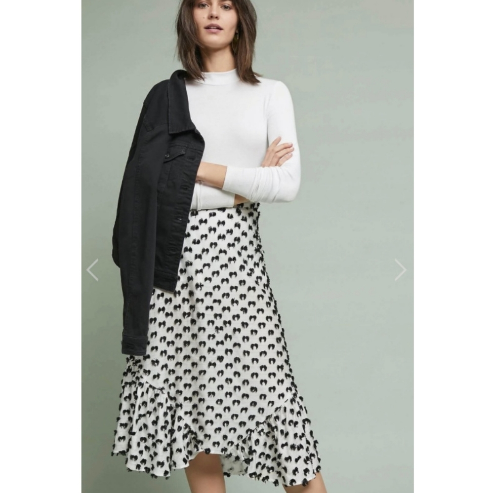 Eva Franco white skirt with black dots from Anthro